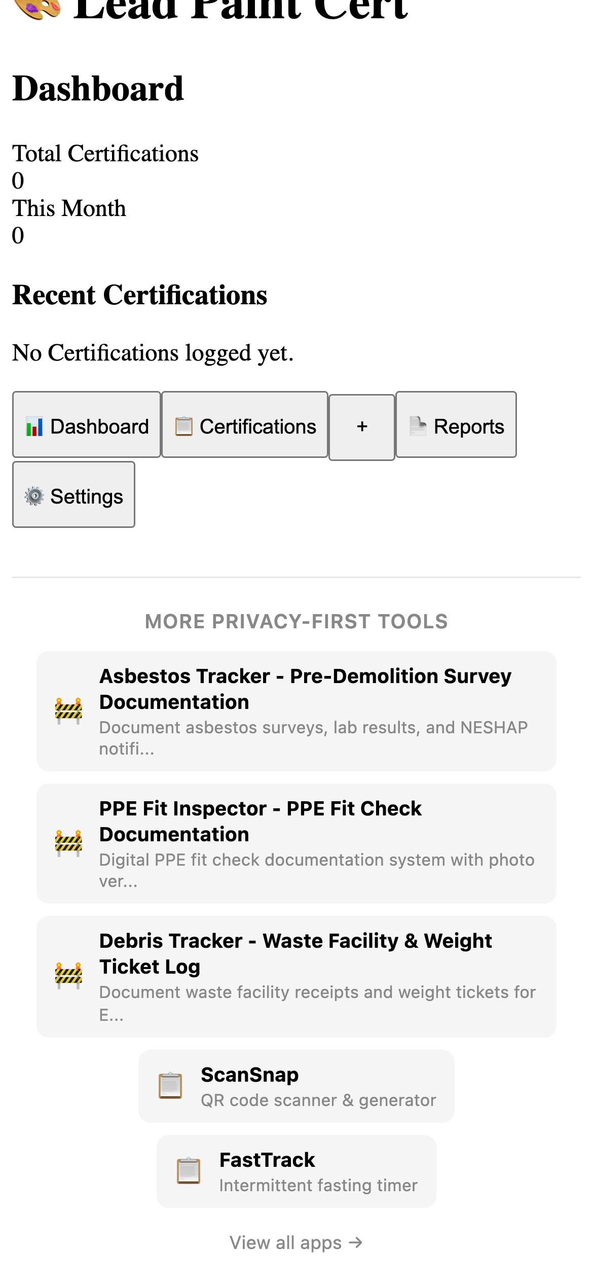 Lead Paint Cert - RRP Certification & Work Practice Tracker Pro feature detail